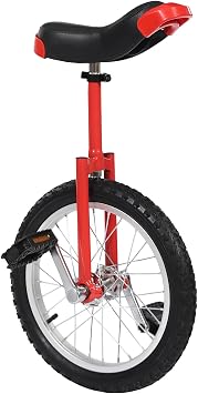 16 Inch Wheel Chrome Unicycle with Manganese Steel Aluminum Alloy Rim Adjustable Seat Leakage Protection Mute Bearing for Adults Kids Outdoor Sports Fitness Exercise Cycling