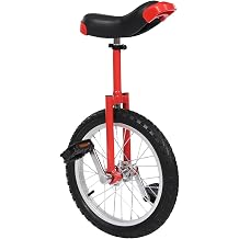 16 Inch One-Wheel Bike, Height Adjustable Unicycle with Anti-Skid Alloy Rim and Curved PU Seat Outdoor Unicycle for Adults Kids Outdoor Sports Fitness Exercise