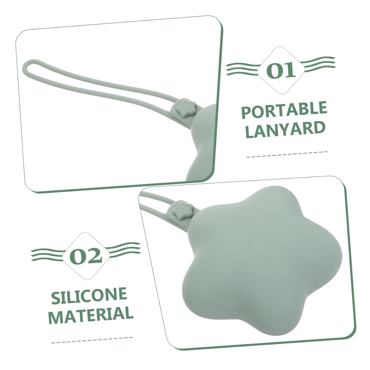 2pcs Silicone Pacifier Holder Case Portable Dustproof Storage Pouch for Pacifiers Multipurpose Organizer for Diaper Bags Food-Grade Silicone Grey-Green Grey