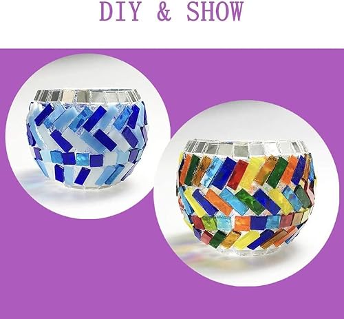 Miniatura 2 de Tira de vidrieras de 0.3 x 0.8 in, piezas de mosaico de vidrio transparente, azulejos de mosaico, pasatiempos, manualidades, material de 7.05 oz