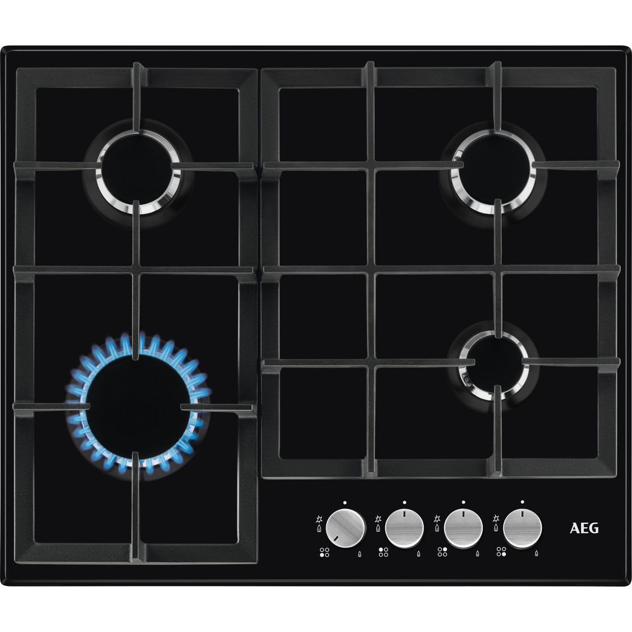 Aeg HGX64200SB 60cm wide 4 burner gas hob with triple crown burner