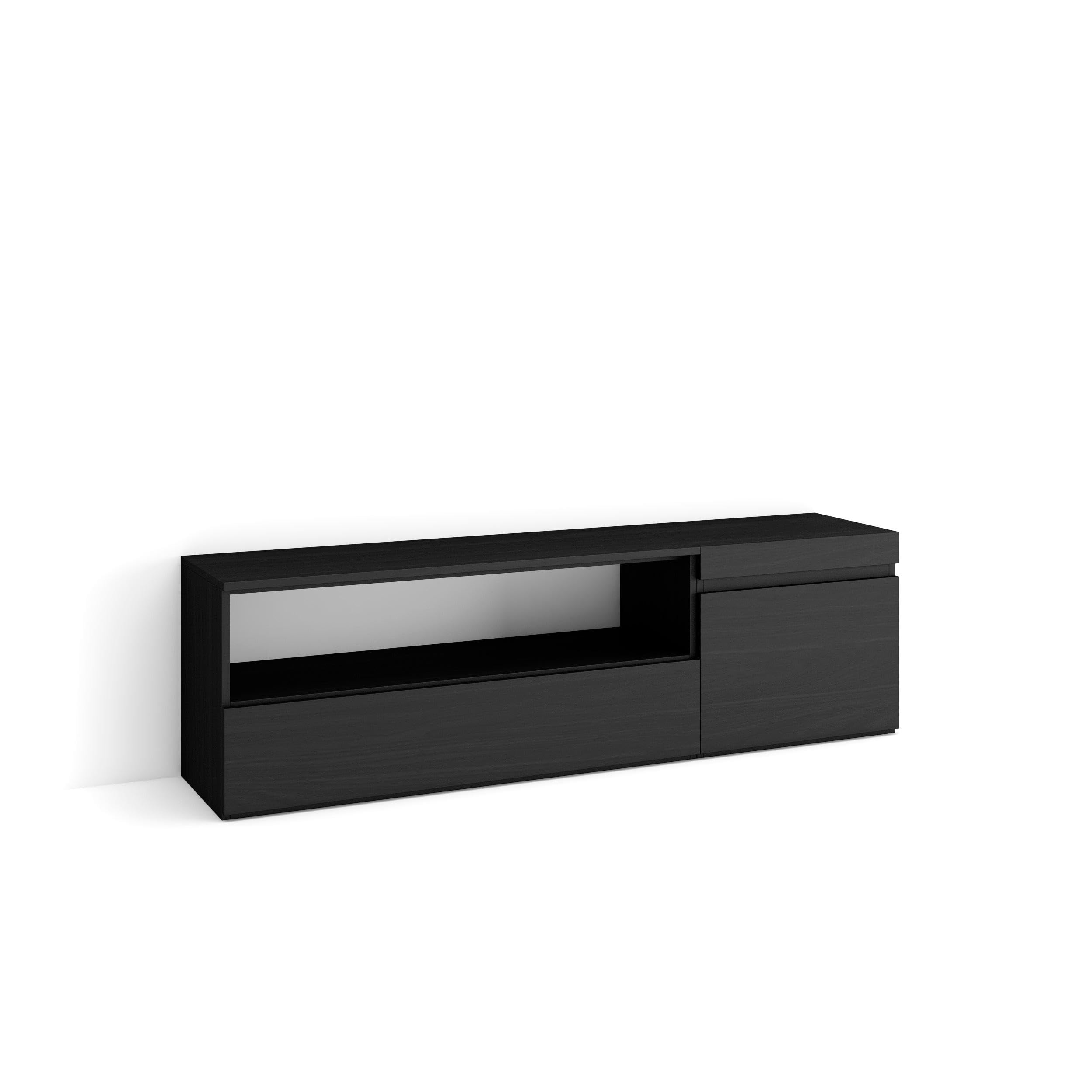 Skraut Home | Mobile TV Soggiorno | Ampio spazio a disposizione | 150x45x35cm | Per TV fino a 65" | Mobile Soggiorno | Stile moderno | Nero