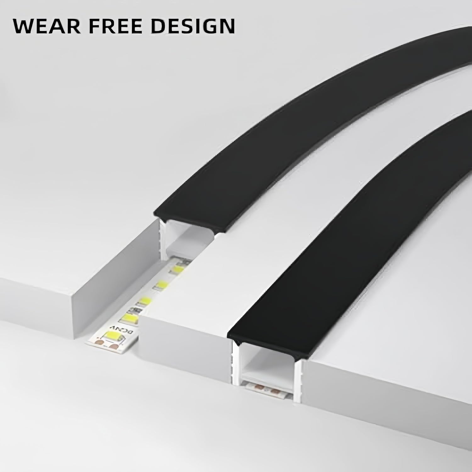 33Ft/10M Spotless Silicone LED Channel System with Flange, Wear Free Recessed Flexible Tube Black Cover for 10mm LED Strip Light Wall Ceiling Decor (14x14mm, LED Strip not Included)