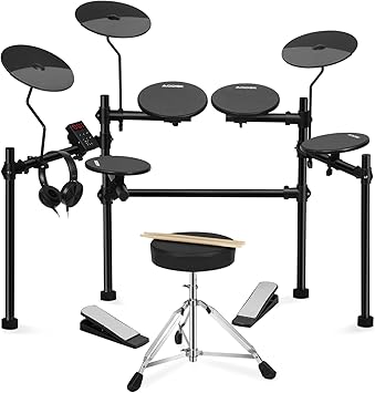 AODSK Beginner Electric Drum Set, 4 Quiet Pads Portable Drum Kit with 200 Sounds,20 Drum Kit, Pedals,Drum Throne,Drumsticks,Headphones
