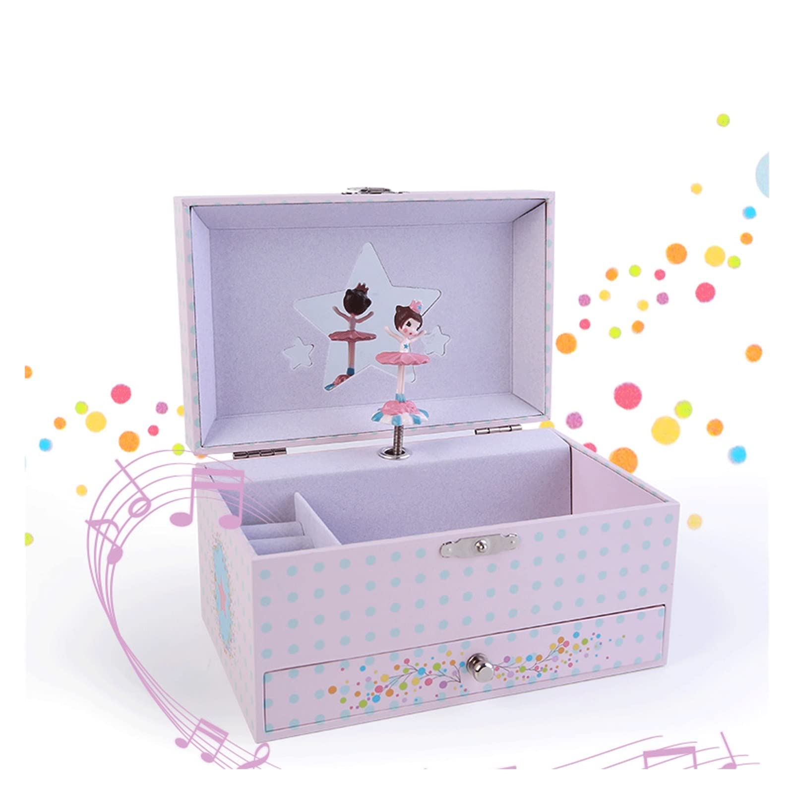 SISWIM Cajas de música Niña Chica Joyería Almacenamiento Música Caja de Música Doble Caja Multifunción Música Caja de Música Rotating Baile Ballet Ladies Regalos Cajas de música para niñas