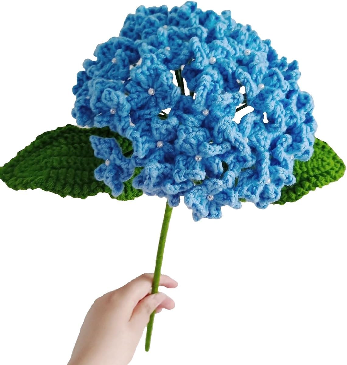 Handmade Hydrangea, Crochet Hydrangea Flower, Artificial Flowers, Handmade Knitted Hydrangea Flowers for Garden, Parties, Home and Office Decor - 1 Piece (Sky Blue)