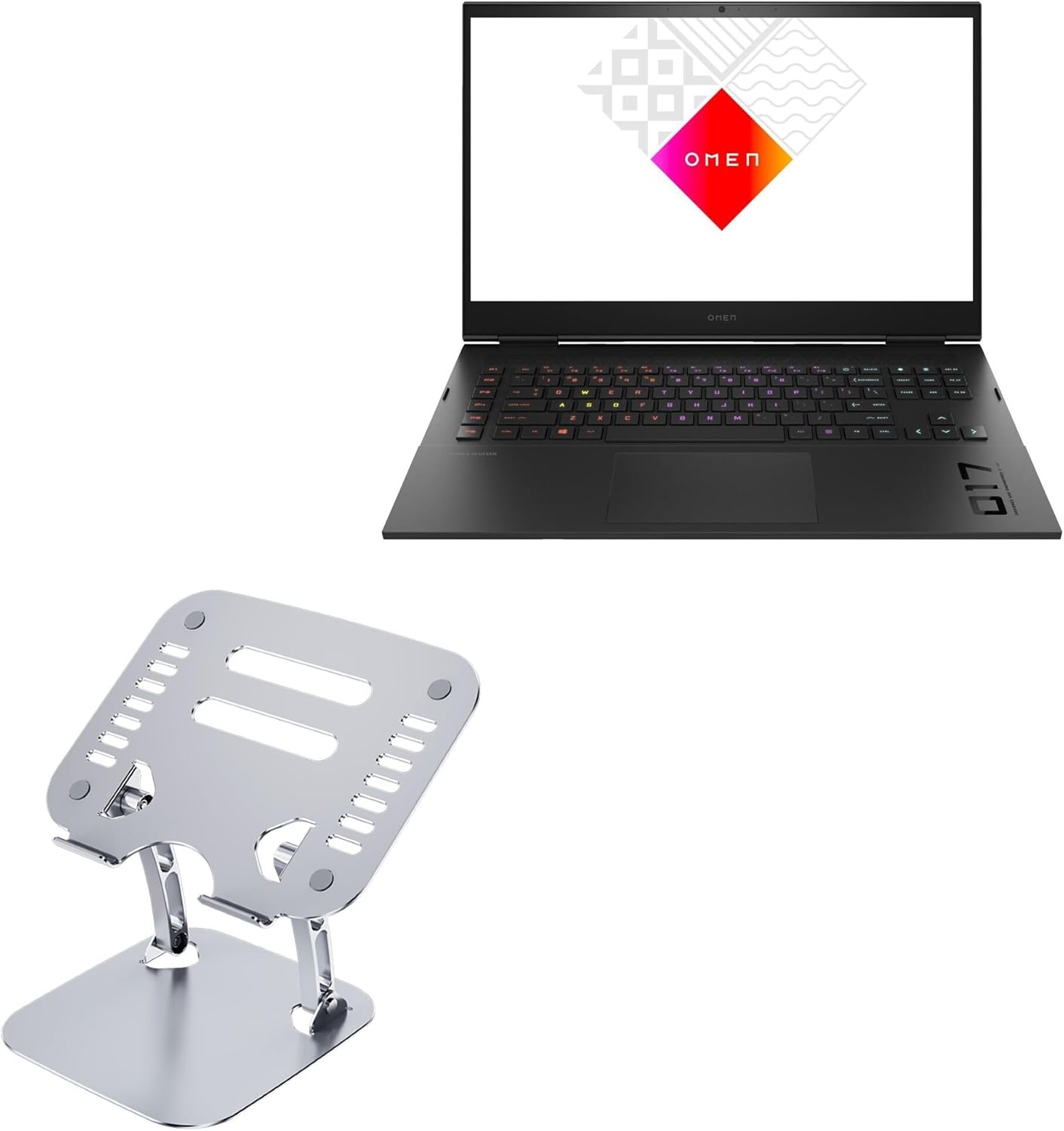BoxWave Stand and Mount Compatible with HP Omen 17 - Executive VersaView Laptop Stand, Ergonomic Adjustable Viewing Angle Metallic Riser - Metallic Silver
