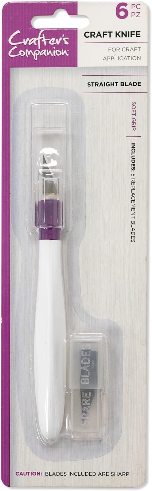 Soft Grip Craft Knife Set (Straight) - Includes 5 Replacement Blades - Perfect for Precision, Papercraft, Modelling, Scrapbooking Projects - by Crafter's Companion