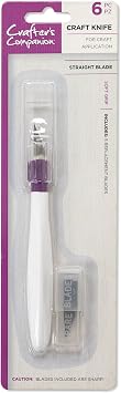 Soft Grip Craft Knife Set Straight - Includes 5 Replacement Blades - Perfect For Precision, Papercraft, Modelling, Scrapbooking Projects - By Crafters Companion