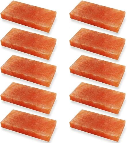 Azulejos de sal rosa del Himalaya de 8 x 4 x 1 pulgadas para spa, sauna, ladrillos de sal para pared de sal, paquete de 10 bloques de sal de 2.5
