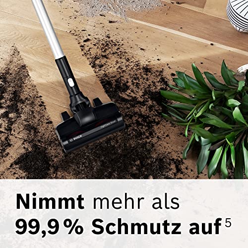 Bosch Akku-Staubsauger Unlimited 7 BSS715CARP, kabellos, Knickrohr, Hygiene-Filter, 10 Jahre Motorgarantie, 5.0 Ah Akku, Schnellladegerät, XXL-Polsterdüse, Turbostufe, Made in Germany, weiß