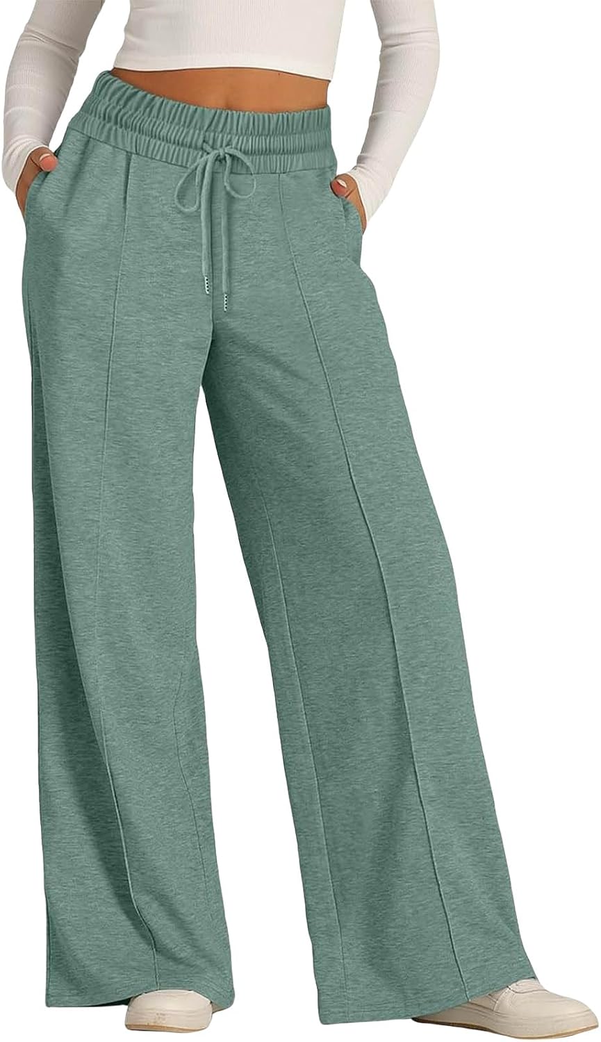 ZWRXW Womens Wide Leg Sweatpants High Waisted Baggy Pants Athletic Joggers Sweat Pants Casual Lounge Pant Sportswear Trendy