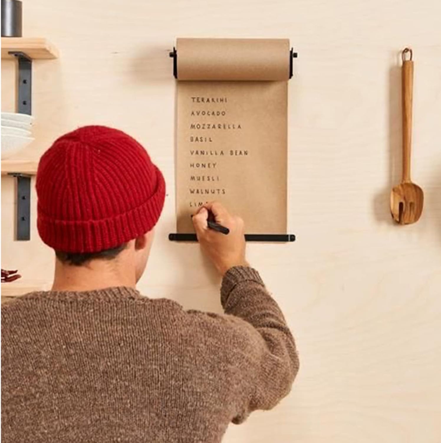 Dozownik papieru rzeźniczego/przecinarka do papieru do pakowania, wiszący stalowy uchwyt na organizer na rolki papieru pakowego(67cm/26.4inch wide)