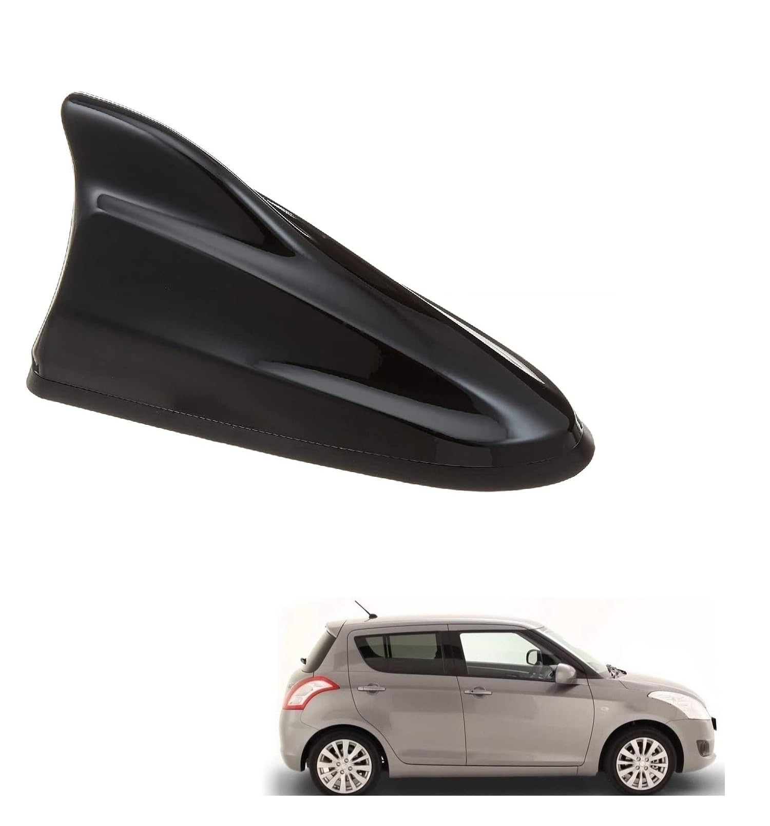 Kozdiko Car Black Shark Fin Style Roof Mount FM/AM Radio Aerial Antenna with Wiring Waterproof Signal Compatible with Maruti Suzuki Swift Type-2 (2011-2017)-picture-22