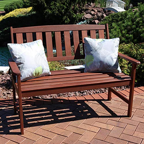 Sunnydaze Solid Meranti Wood 2-Seat Outdoor Garden Bench With Rustic Teak Oil Finish #TOP6
