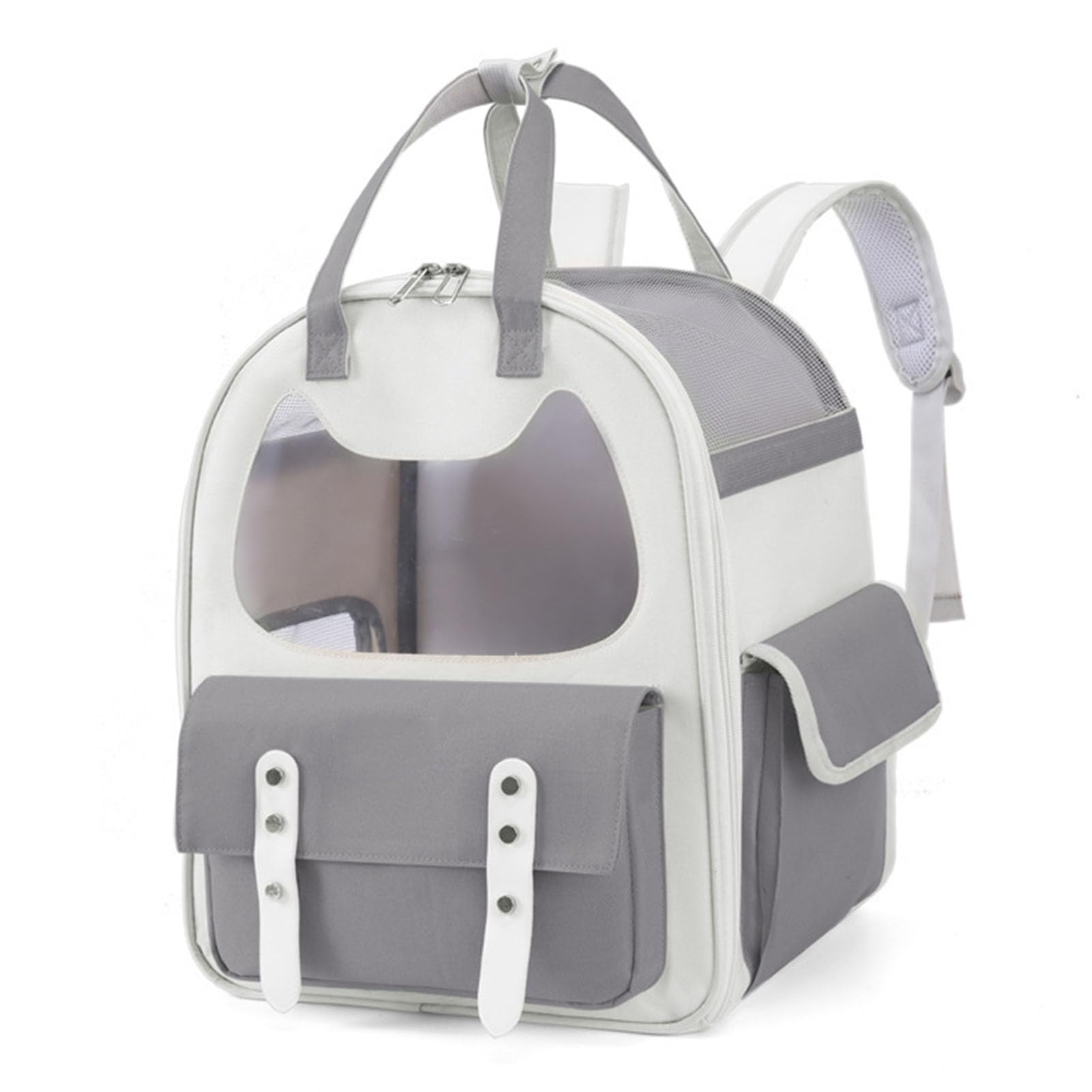 Zaino per animali domestici Zaino da viaggio per gatti impermeabile traspirante di grande capacità Borsa da trasporto per animali domestici con maniglia per campeggio e attività (Grigio)