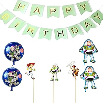 Amazon Co Jp トイストーリー 誕生日 飾り付け バズ ライトイヤー ディズニー 子供 可愛い 男の子 キャラクター 映画 アニメ 人形 Happy Birthday ガーランド 風船 バルーン ケーキトッパー 29枚セット おもちゃ