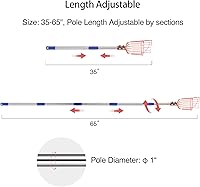 Vista 4 de DonSail Herramienta de caña para recoger frutas con cesta de mango largo, 35-65 pulgadas ajustable de manzana naranja con cesta para recogedor