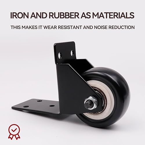Miniatura 8 de Semetall 2 ruedas giratorias con placa en forma de L, repuesto de ruedas silenciosas de 2 pulgadas, color negro