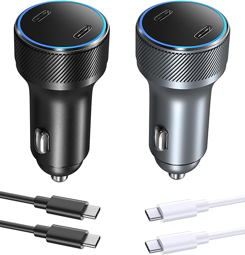 Cargador de coche USB C, 2 unidades, cargador de coche dual USB tipo C de carga rápida, adaptador de encendedor de cigarrillos compatible con iPhone