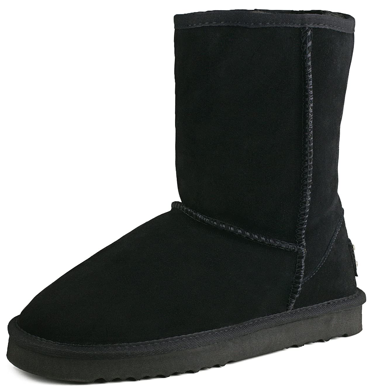 Shenduo Mujer Invierno Media Caña Botas de Nieve Clásico | Forradas de Piel Cálido Material Cuero Botas para Clima Frío