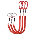 Lix&Rix Coiled Stretch Tether Lanyard with Clip for Fishing Keys Card Keeper and Tools,Red 3pcs