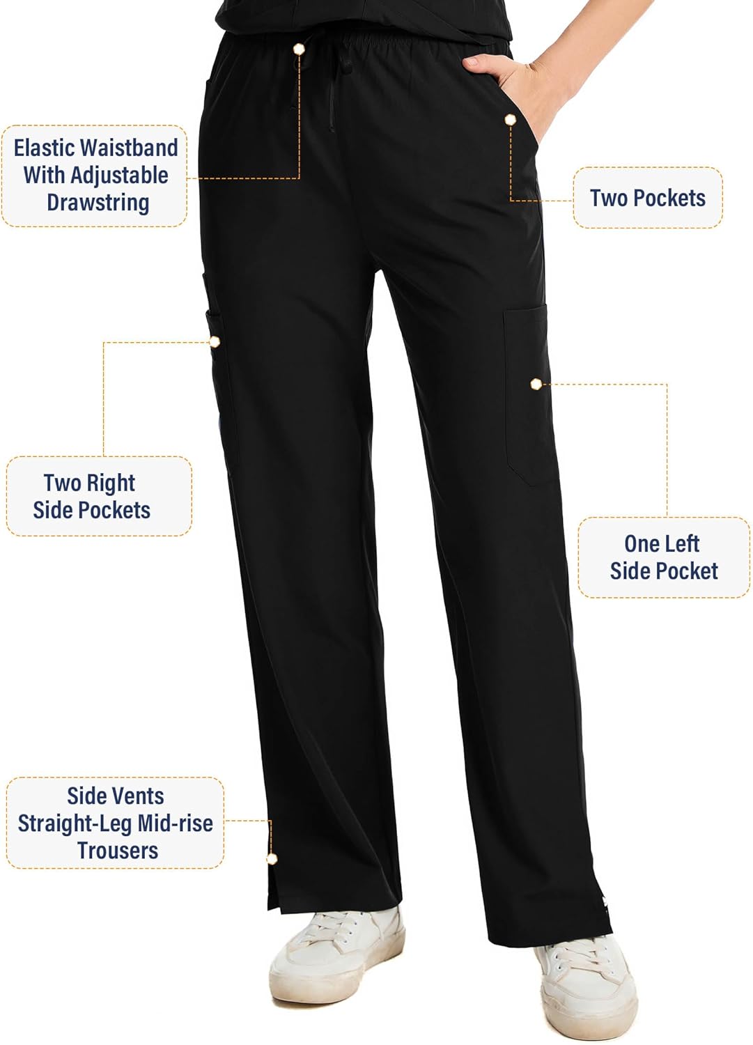 CaiDieNu Medical Scrubs for Women Set: Stretch Uniform Nursing Scrub Set V-Neck Top & Straight Leg Cargo Pants with 13 Pocket - Image 4