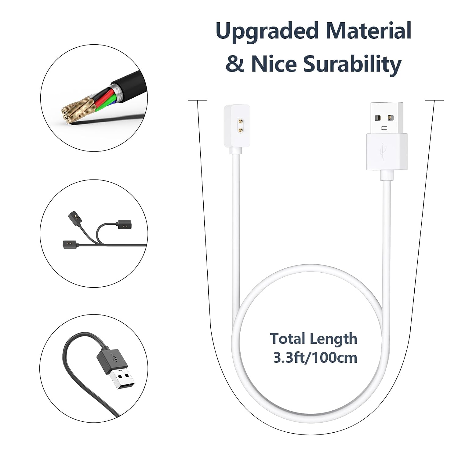 Charger Cable Compatible for Xiaomi Mi Band 9/Band 8/Band10, 1.9ft Replacement USB Charging Cable Cord for Redmi Watch 3/4/5