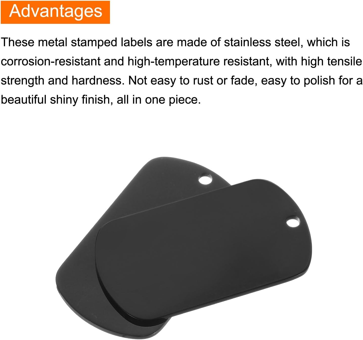 MECCANIXITY Metal Blank Tags Stamping, 2"x1.1" Black Stainless Steel Blank Dog Tags DIY Engraving Blank Tags for Pet Dog ID Tags, Pendant Decoration, Craft Tags, Pack of 10