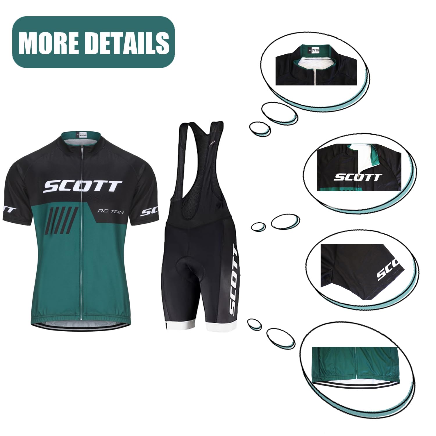 Petorenk Set Abbigliamento Ciclismo Uomo Estivo - Elegante e Funzionale Body da Ciclismo Con Pantaloncini Imbottiti in Gel 19D Traspirante e Ad Asciugatura Rapida