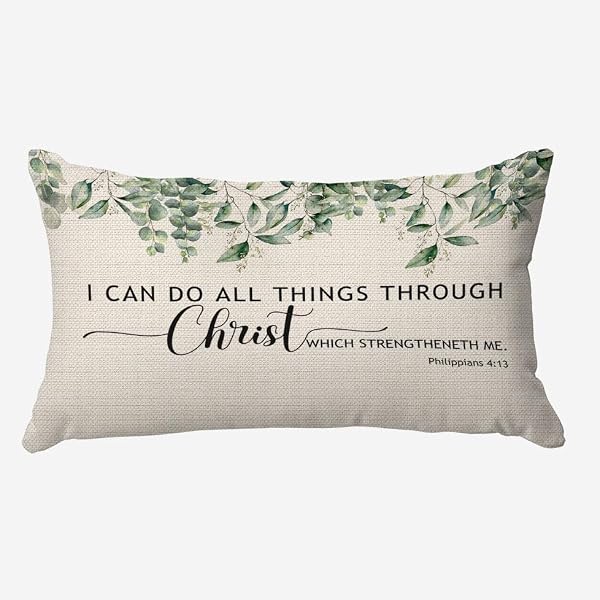 PUHEI Bible Verse Christian Pillow Covers - 12x20, Prayer Room & Home Decor, Philippians 4:13 by PUHEI - Used condition - US$11.09