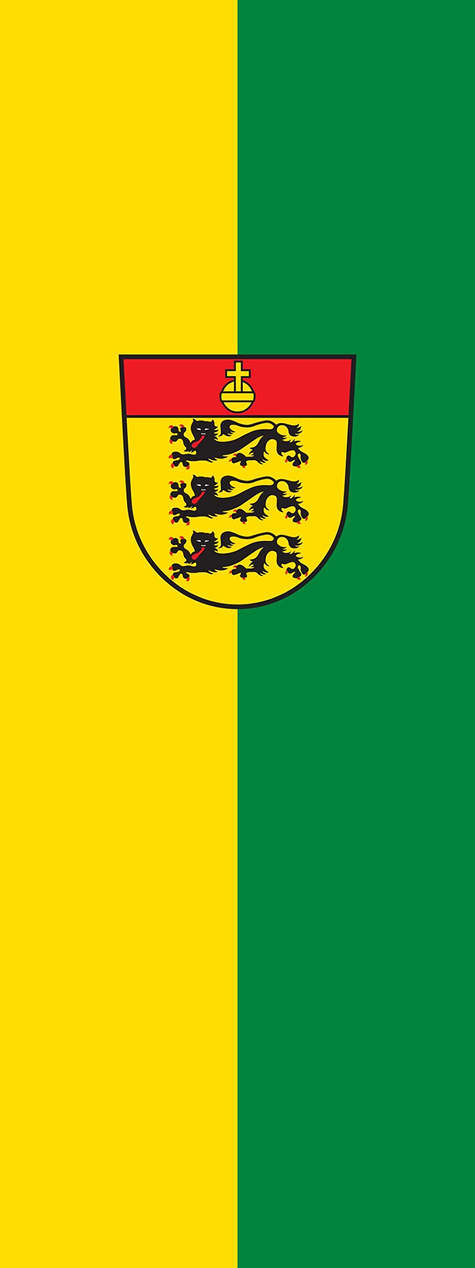 Drapeau Waldburg géant de 6m² au format portrait vertical 400x150cm résistant