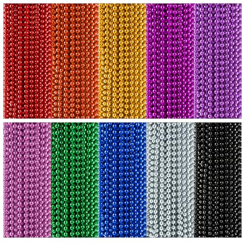 Okllen 200 Pieces Mardi Gras Plastic Bead Necklaces, 33" Colorful Bead Necklaces Bulk for Parade Throws, Christmas, Birthday, Costume Dress Up, St. Patrick’s Day & Carnival Decorations, 10 Colors by Okllen - Image 4