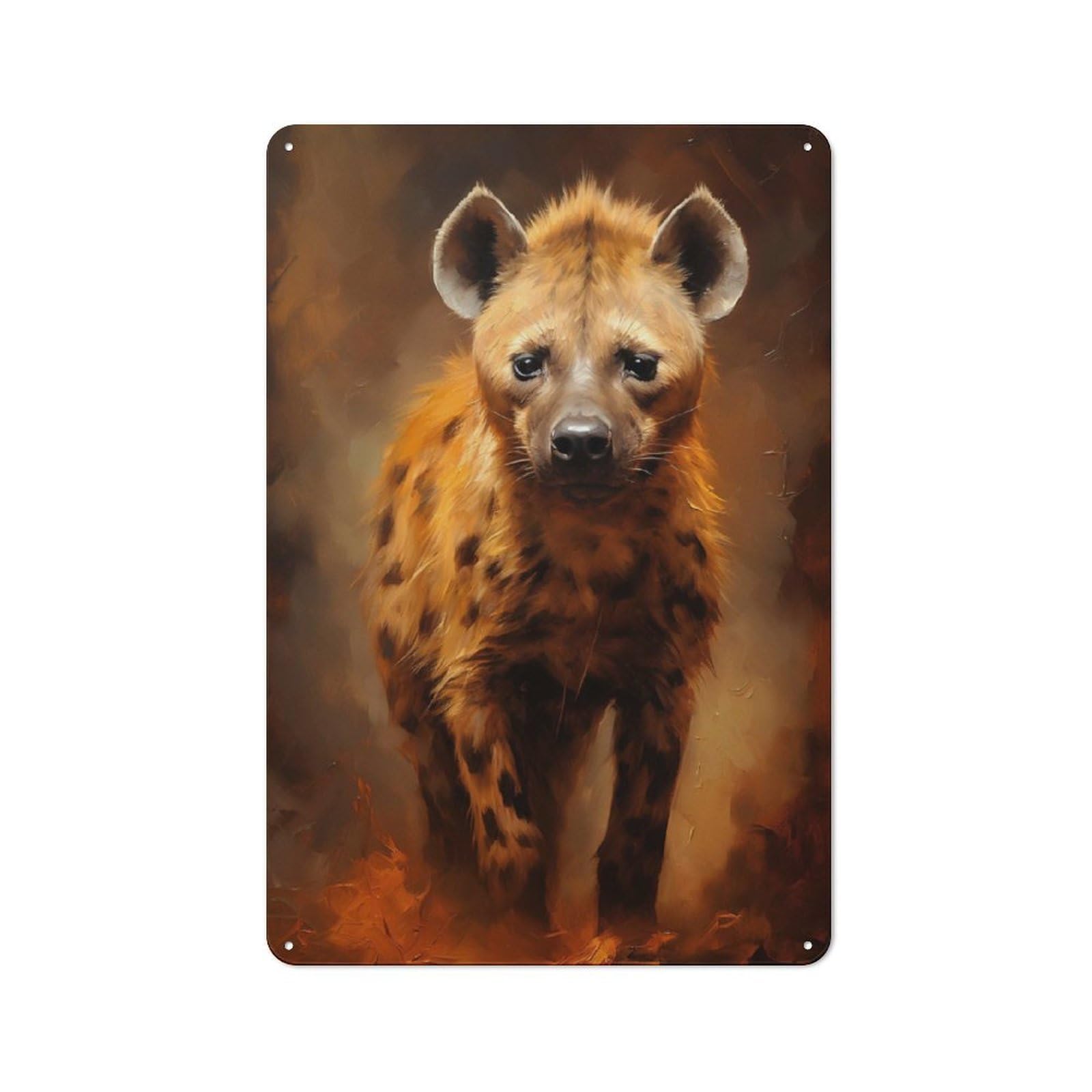 Junmoney Style-11 Metal Wall Sign 30X20cm Featuring Spotted Hyena For Garage Or Workshop, For Garage, Workshop And Man Cave Decoration