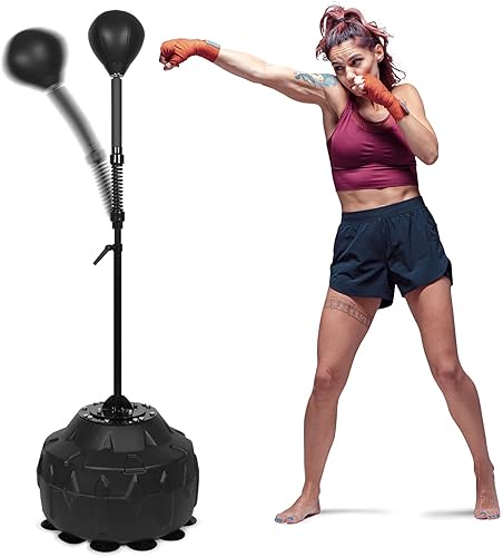 Reflex Speed Bag - Saco de boxeo de base gruesa, con altura ajustable y resorte reforzado, fuerte y duradero, para boxeador, persona de fitness