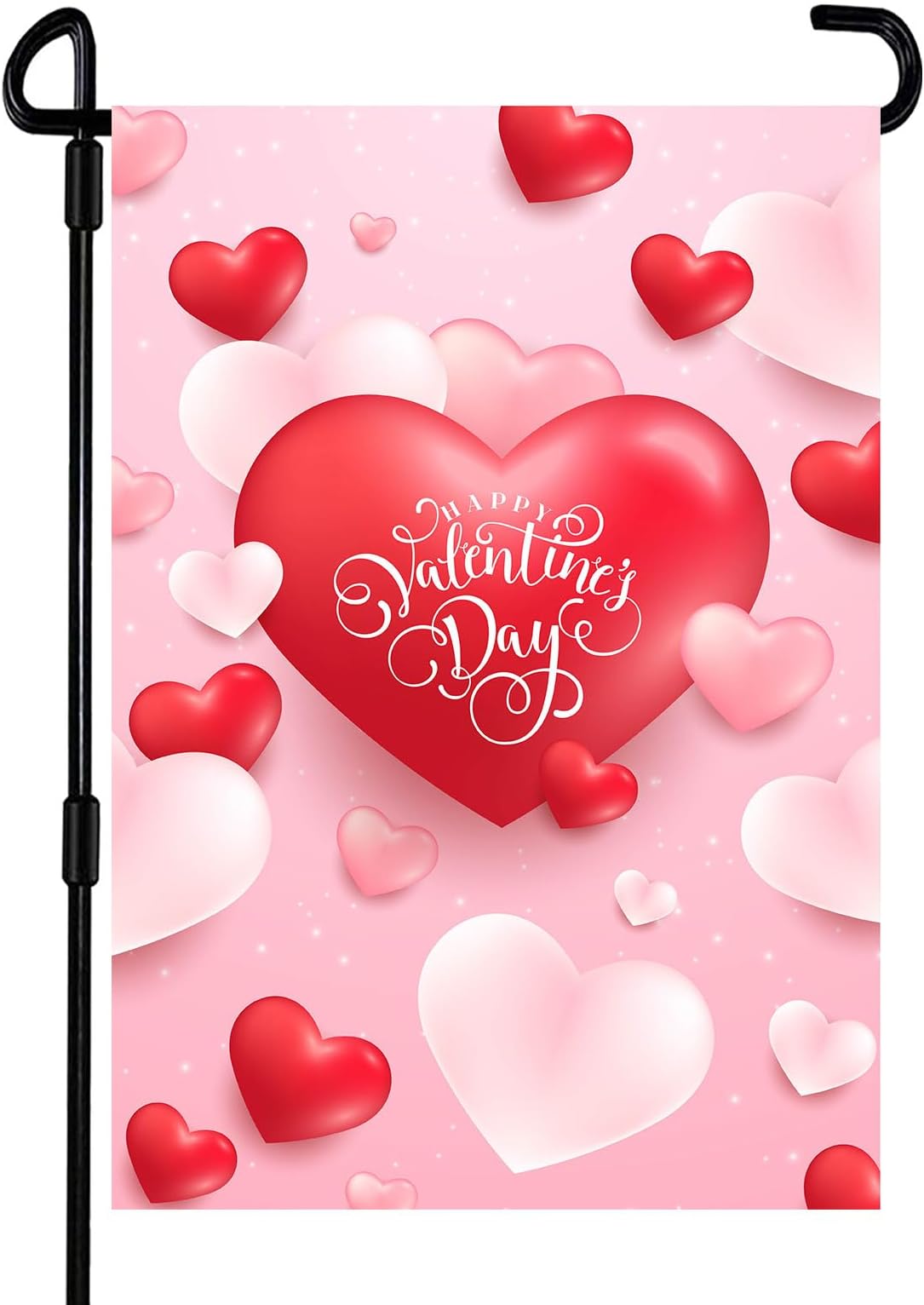 Akeydeco Valentine's Day Flag,12x18 Inch Valentine's Heart Garden Flag Double Sided Printing 2 Layer Burlap Valentine Flags for Your Valentine's Day Decoration