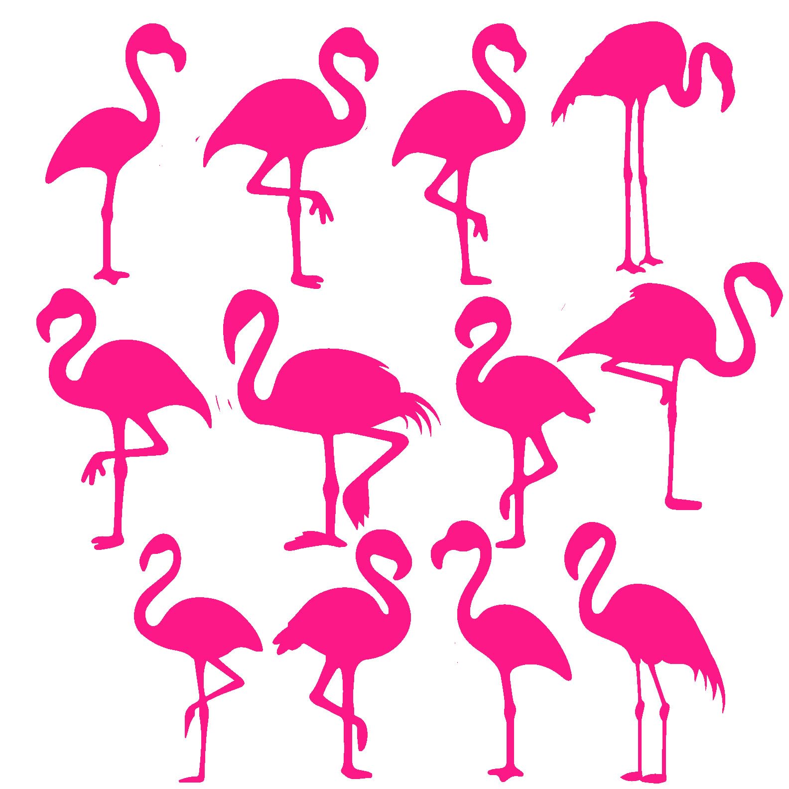 13 Flamingo Bird Silhouette Waterproof Sticker Pack - Use on Car's, Laptops, Mirrors, Water Bottles, Scrapbooking, Cute Fun Kids Gifts (Pink, 13cm (5.1") Tall)