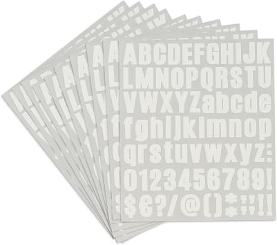 Letter Stickers, Alphabet Stickers, 10 Sheets Vinyl Letters, 1 Inch Self Adhesive, White, Waterproof, Custom Style