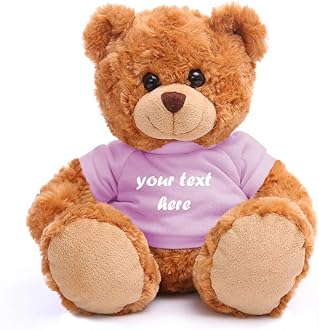Plushland Teddy Bear 11 Inch, Stuffed Animal Personalized Gift - Great Present for Mothers Day, Valentine Day, Graduation, Birthday,Anniversary, get Well,Christmas (Mocha Bear, Pink)
