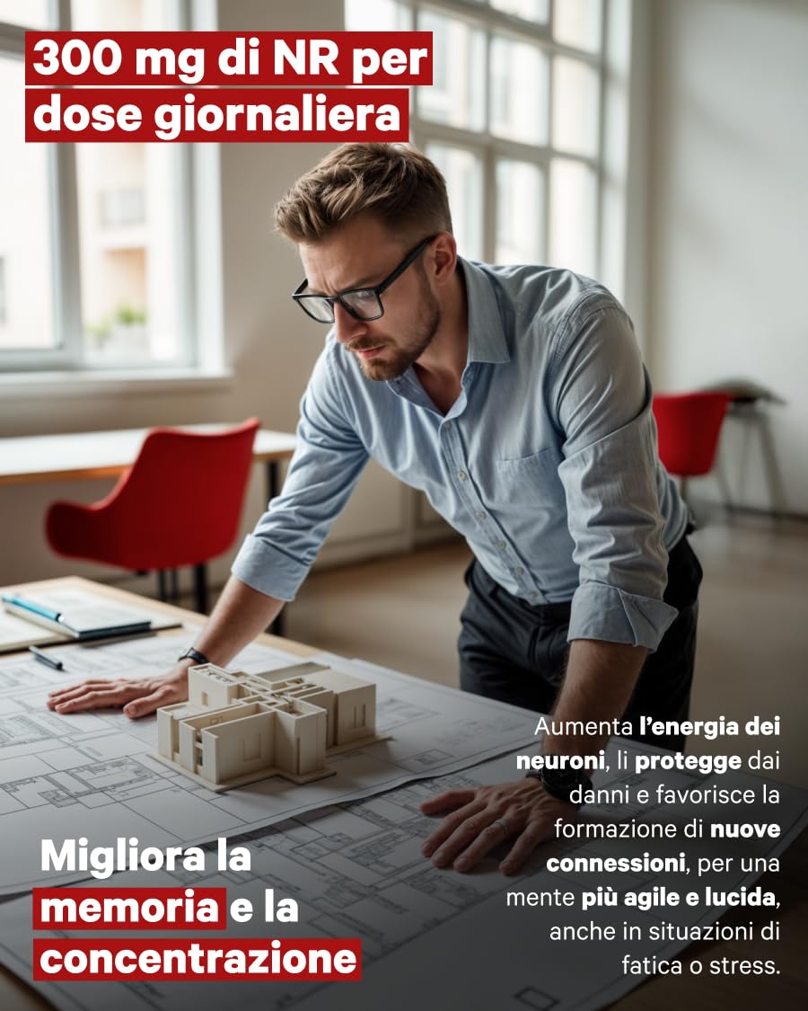NAD+ Assorbimento ottimale Nicotinamide Riboside 300 mg | 90 Capsule | Anti-età e anti-stanchezza | NAD+ Booster, Energia Cellulare e Vitalità | Senza Glutine | Senza OGM