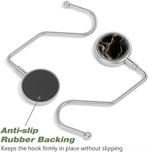 Miniatura 3 de Ganchos para bolso de mesa, juego de 2 ganchos de metal para colgar bolsos para mujeres y niñas, mármol de lujo