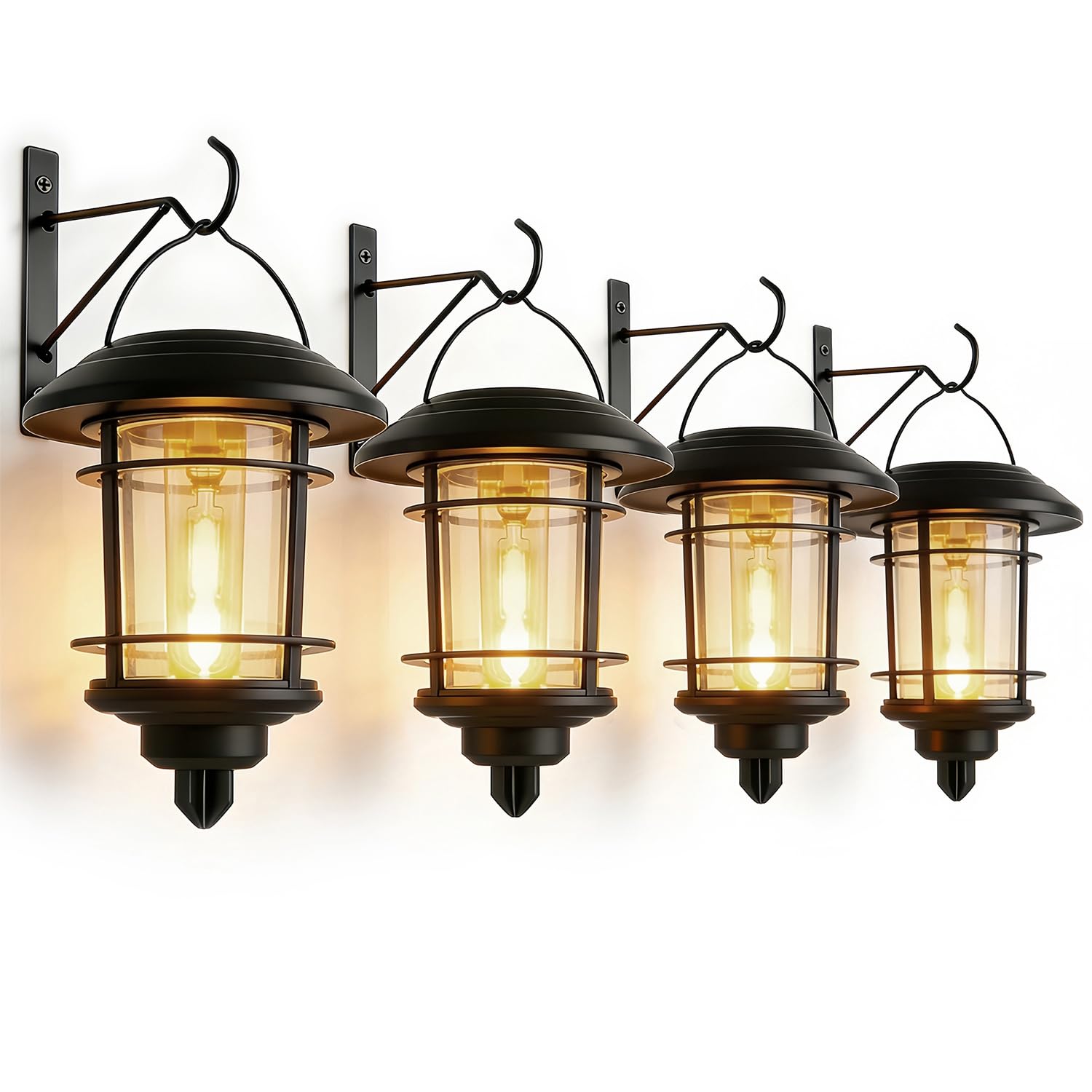 Photo 1 of Dynaming Solar Wall Lanterns (4 Pack), Warm White