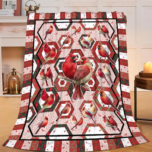 Cardinal Throw Blanket Red Bird Cardinal Stuff Gifts for Kids Girls Boys Adults Women Men Soft Cozy Warm Plush Fluffy Fuzzy Fleece Blanket Christmas Decor 40''X50''
