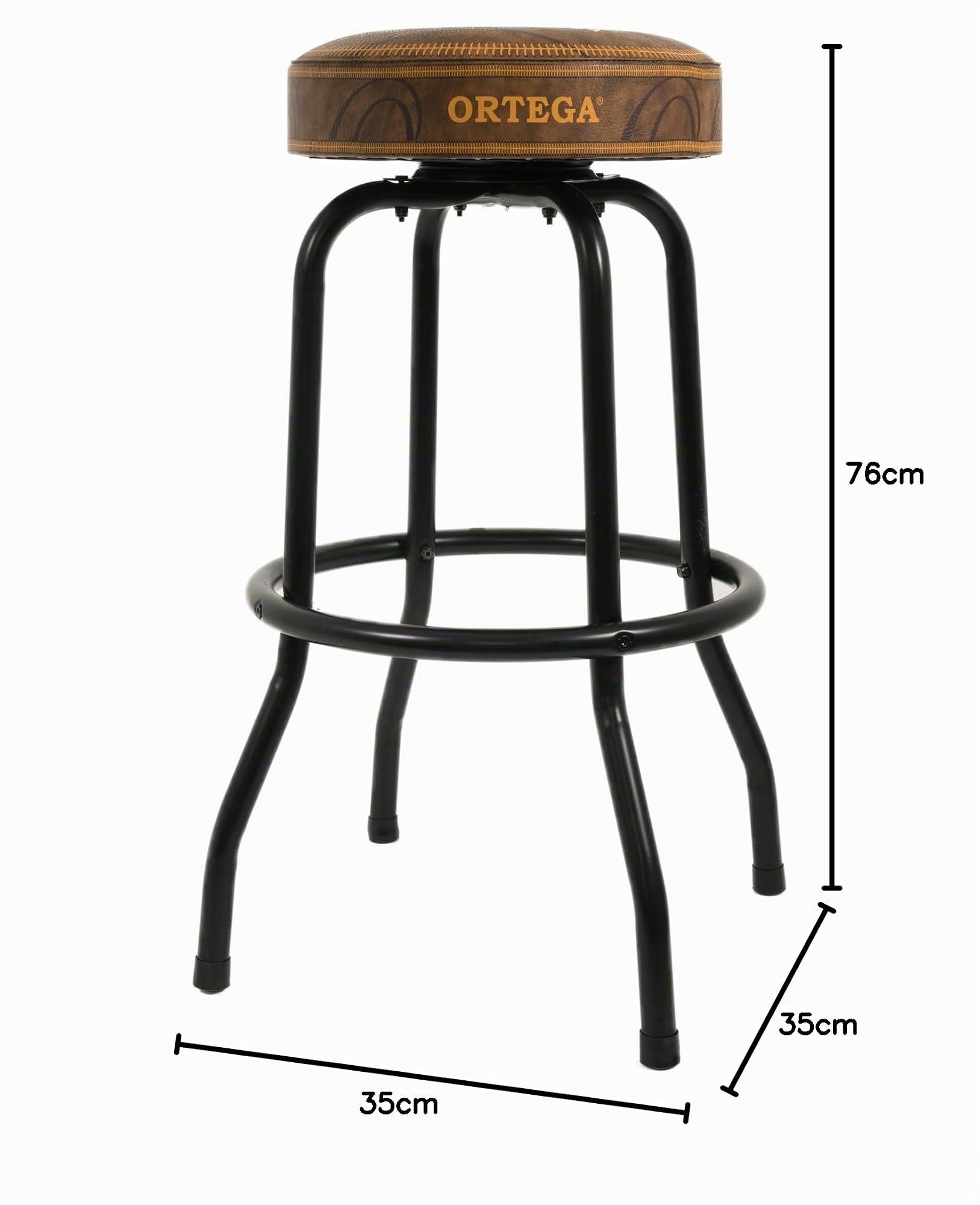 Ortega Guitars gepolsterter Stage Hocker – für Bühne, Bar, Studio, Showroom – 76 cm Höhe – Vintage Brown (OBS30V2)