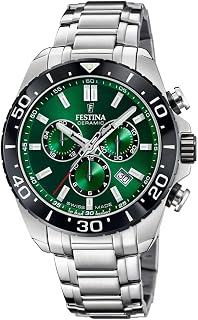 Festina Swiss Made Herrenuhr Analog Edelstahl 316L Silber - Quarz Chronograph, Datum - Saphirglas, Wasserdicht 10 ATM - F20042/3 Chrono