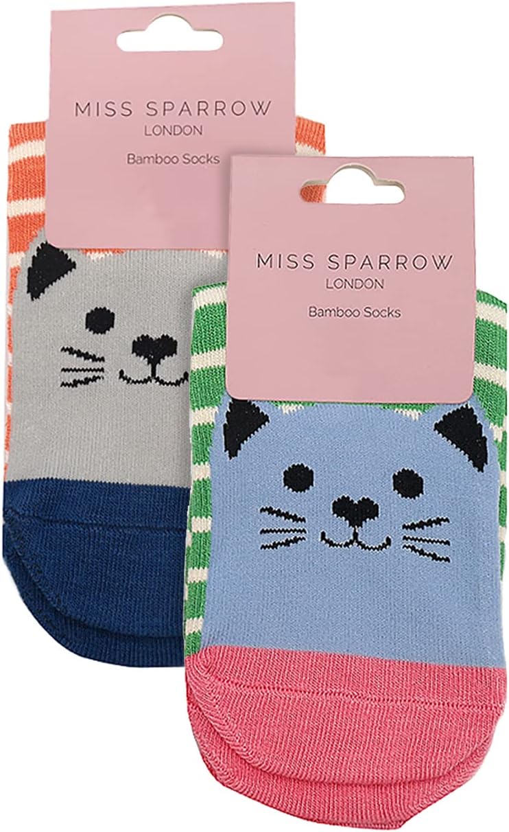 2 Pairs Girls Bamboo Socks Novelty Animal Pattern Dress Socks
