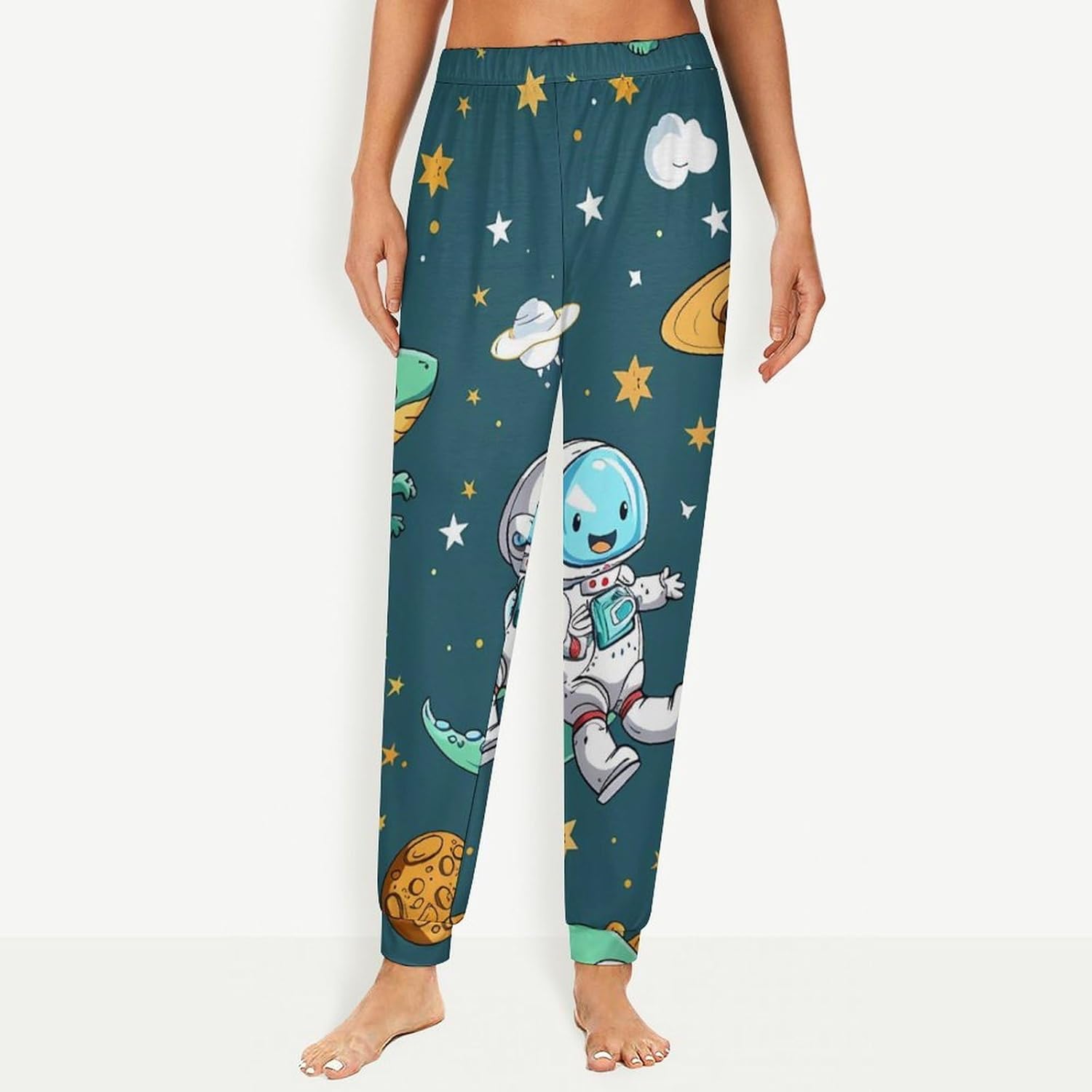 Dinosaur Astronaut Cute Soft Women Pajamas Pants Long Lounge Bottoms Pant Sleepwear Nightwear Pjs