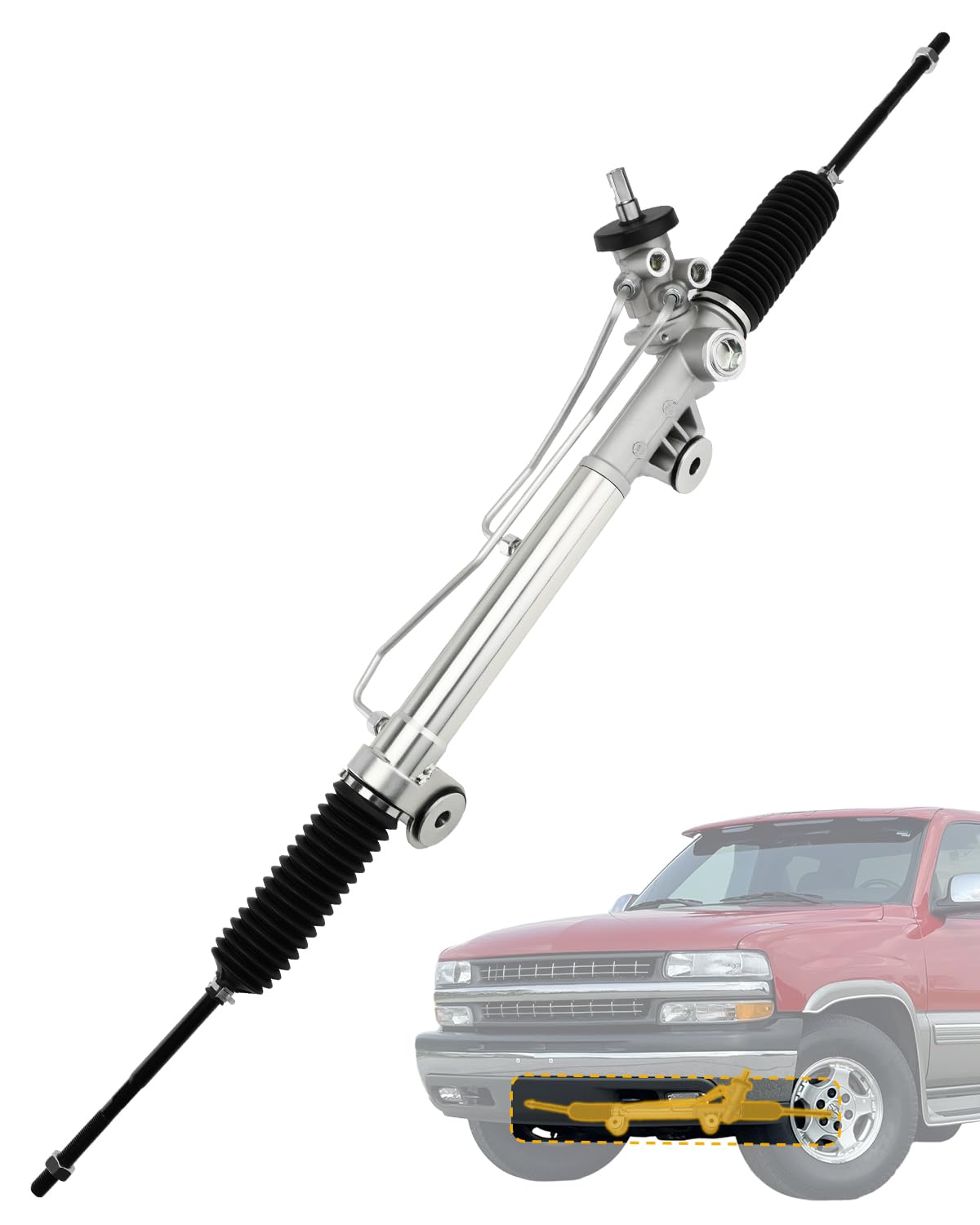 Power Steering Rack and Pinion Assembly, Compatible with 1999-2007 Chevy Silverado 1500 / GMC Sierra 1500, Hydraulic Rack and Pinion Complete Units, Power Steering Gear Kit, 22-1000, 97-1000, 19133675