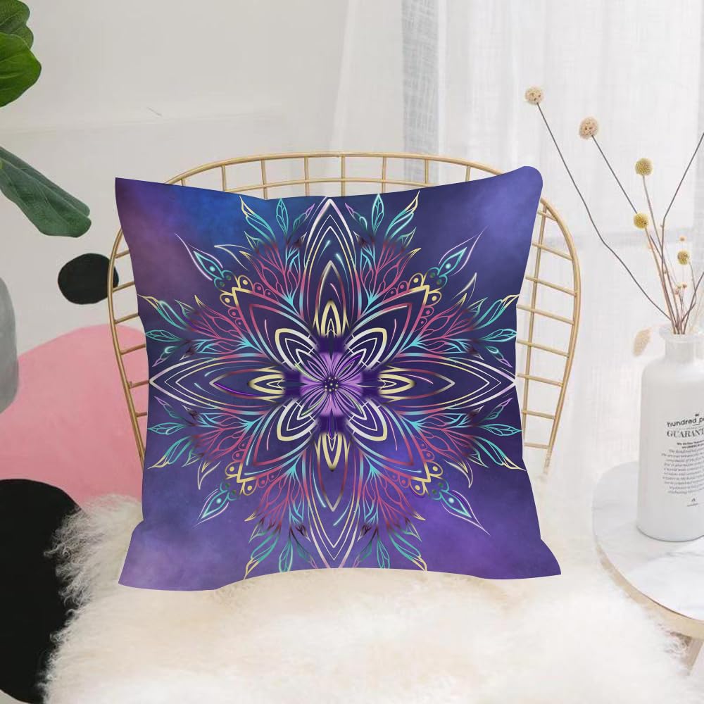 Hyosxw Mandalas Fractals Space Art Violet Flowers G - A2 Cushion Cover,Throw Pillow Case Home Decorative For Living Room Bedroom Sofa Chair 18X18 Inch,Mandalas Fractals Space Art Violet Flowers Geometric Background Postcard Medita,Pillowcase 45X45cm