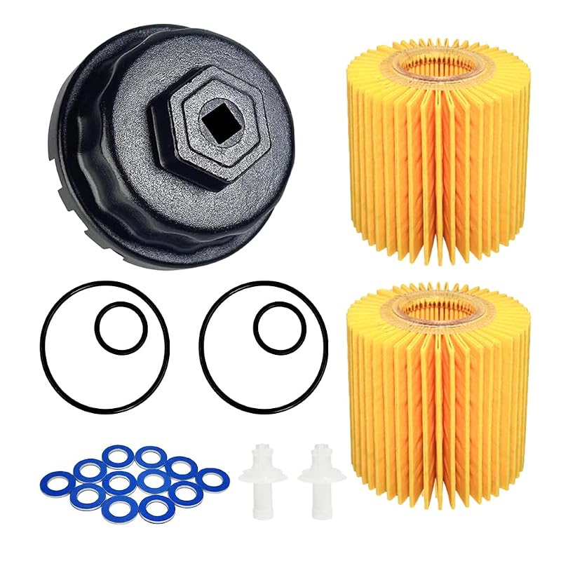 Kit de troca de óleo com chave para filtro de 64 mm, filtros 04152-YZZA1 e juntas para Toyota, Lexus e Scion — 17 peças